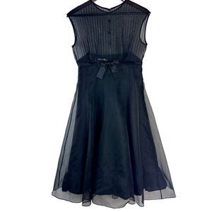 Vintage Rickie Freeman Teri Jon 100% Silk Black A-line Cocktail Dress Womens 6